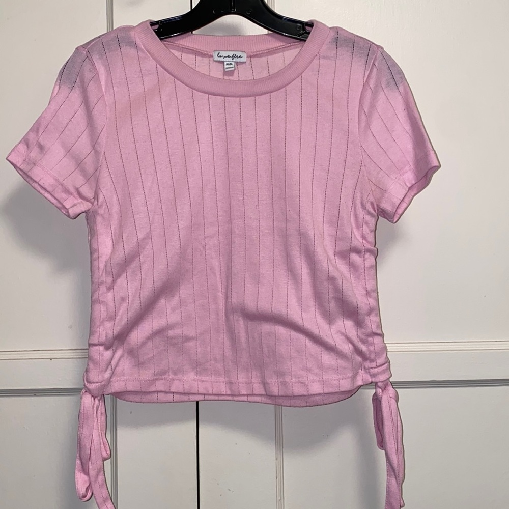 Love, Fire Medium Pink Tie Short Sleeve Shirt